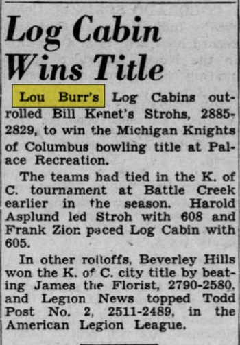 Log Cabin Bowling Lanes - Apr 22 1949 Ad (newer photo)